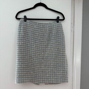 Light Blue Tweed Pencil Skirt